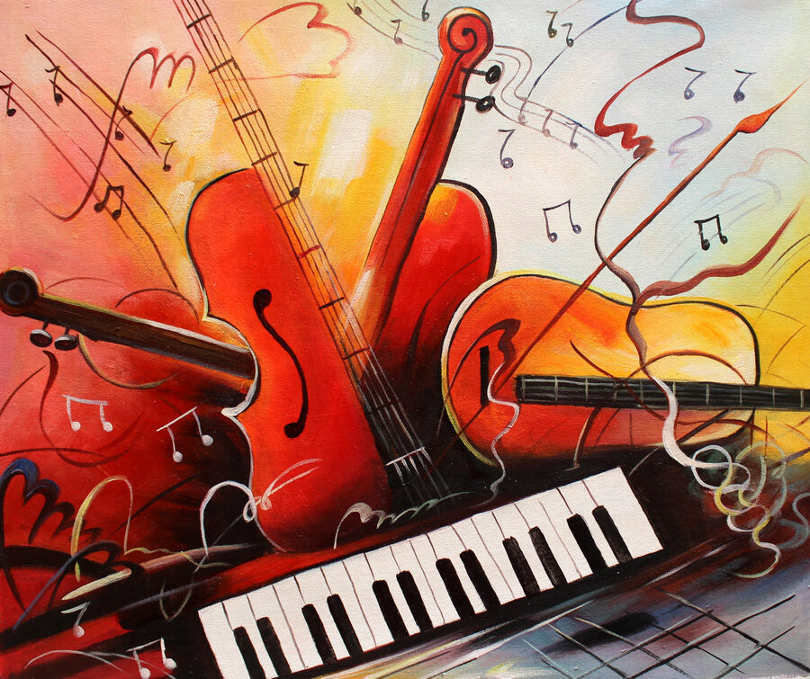 Home Art Wall Decor Modern Hand Painted Color Abstract Music Oil