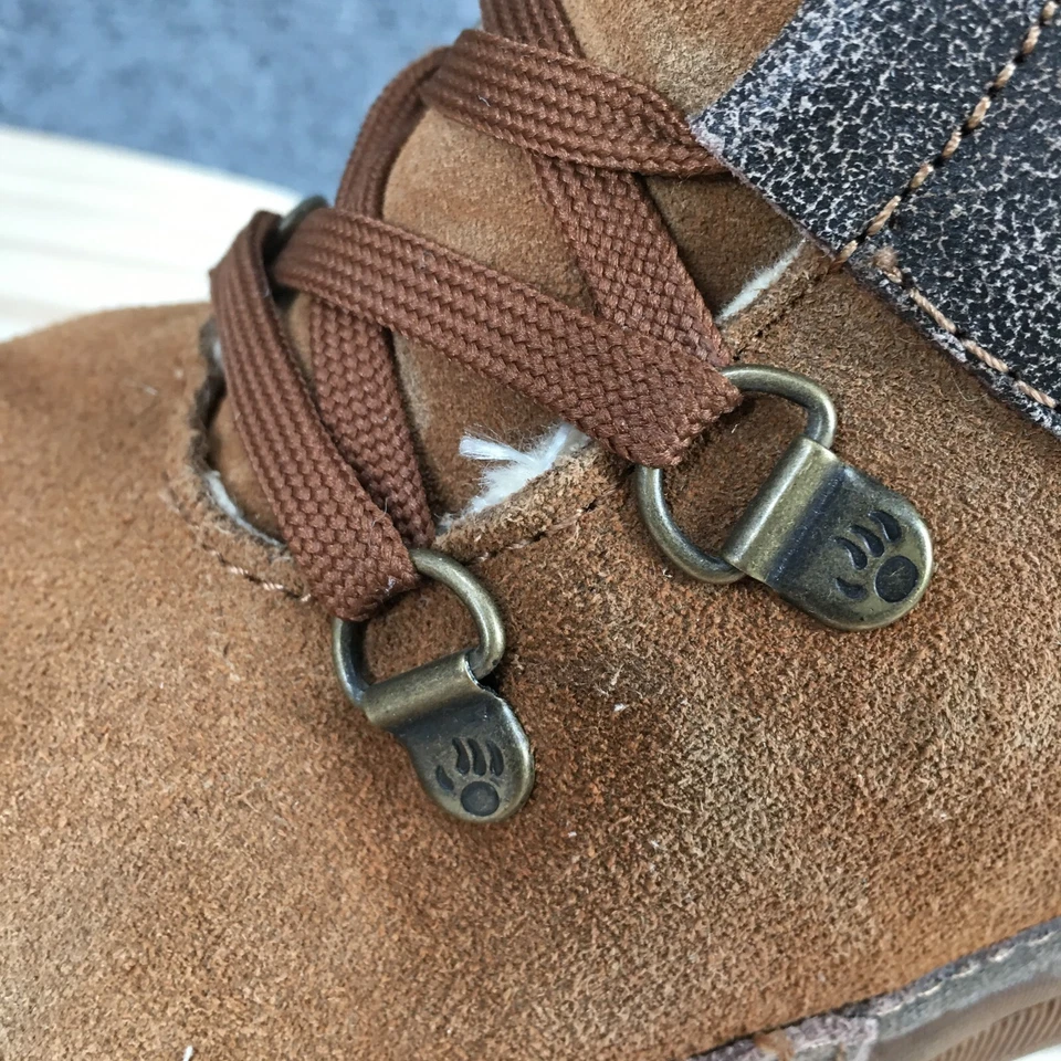 Bearpaw Boots Womens 7 Serena Lace Up Winter Mid Calf Brown Suede Sweater Cuff - Image 4 of 4