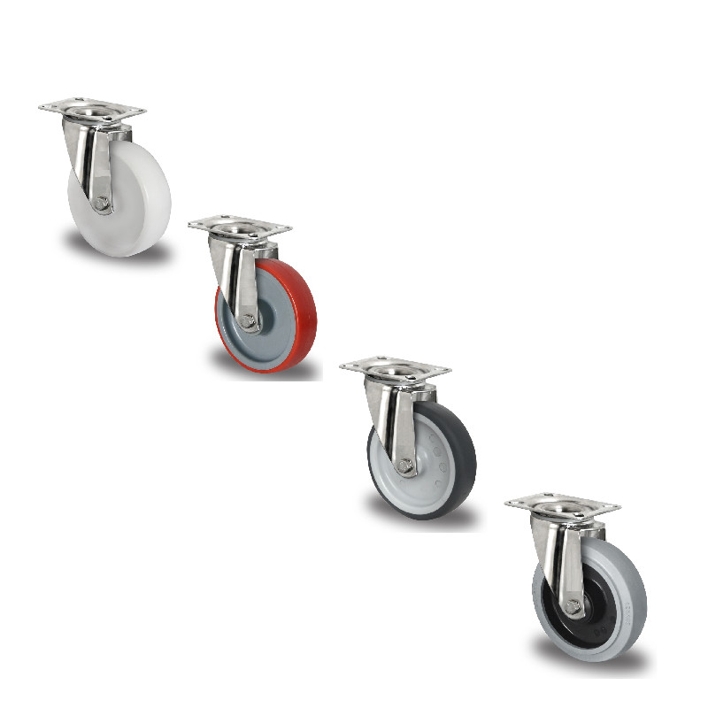 EDELSTAHL ROSTFREI Transportrolle 80 100 125 160 200 Polyamid Polyurethan Gummi