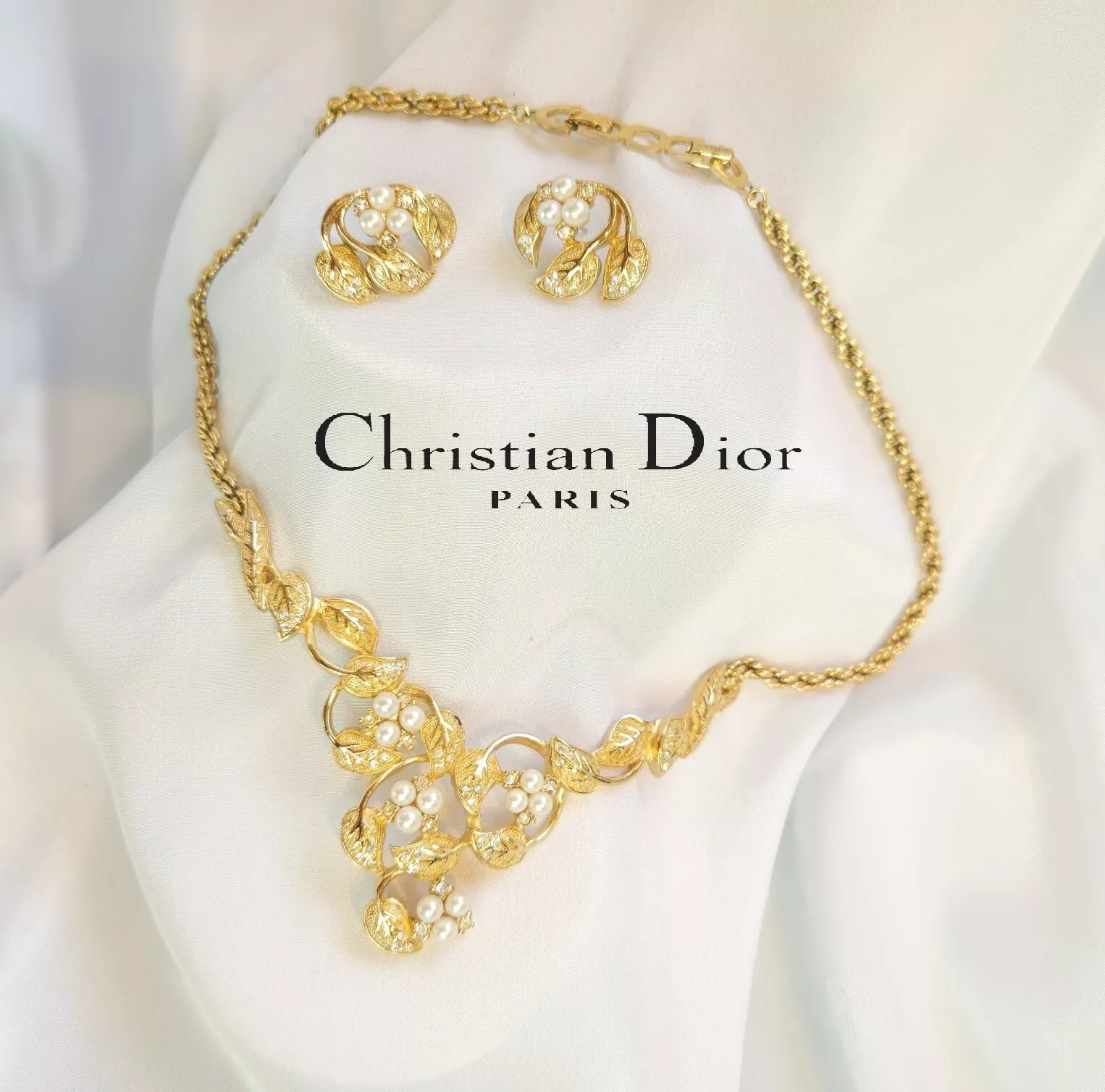 Parure romantique Christian Dior pour mariage, événements spéciaux, certificat d'authenticité