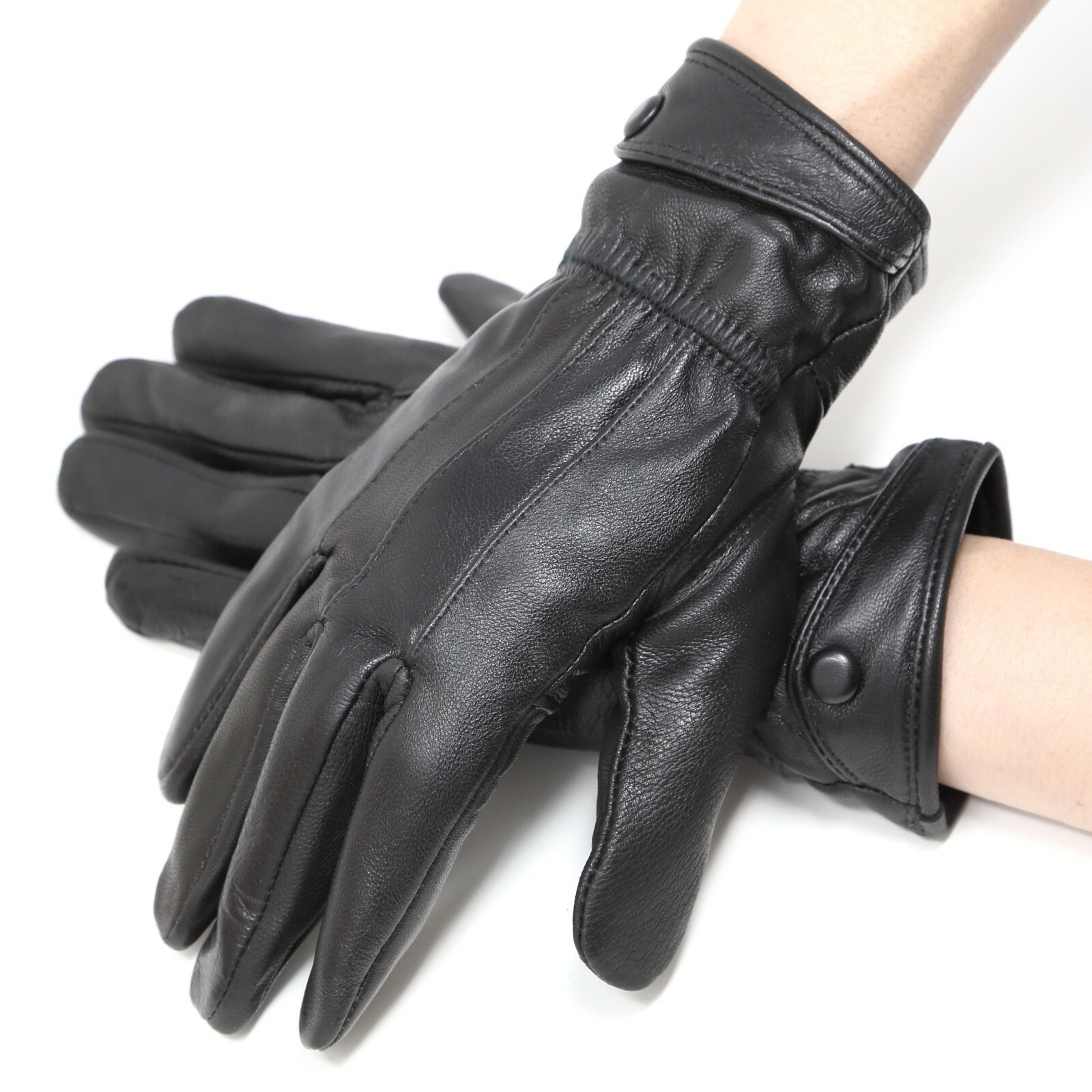 New Women's Black Winter Warm Genuine Leather Gloves w/ Fur Lined Gloves eBay