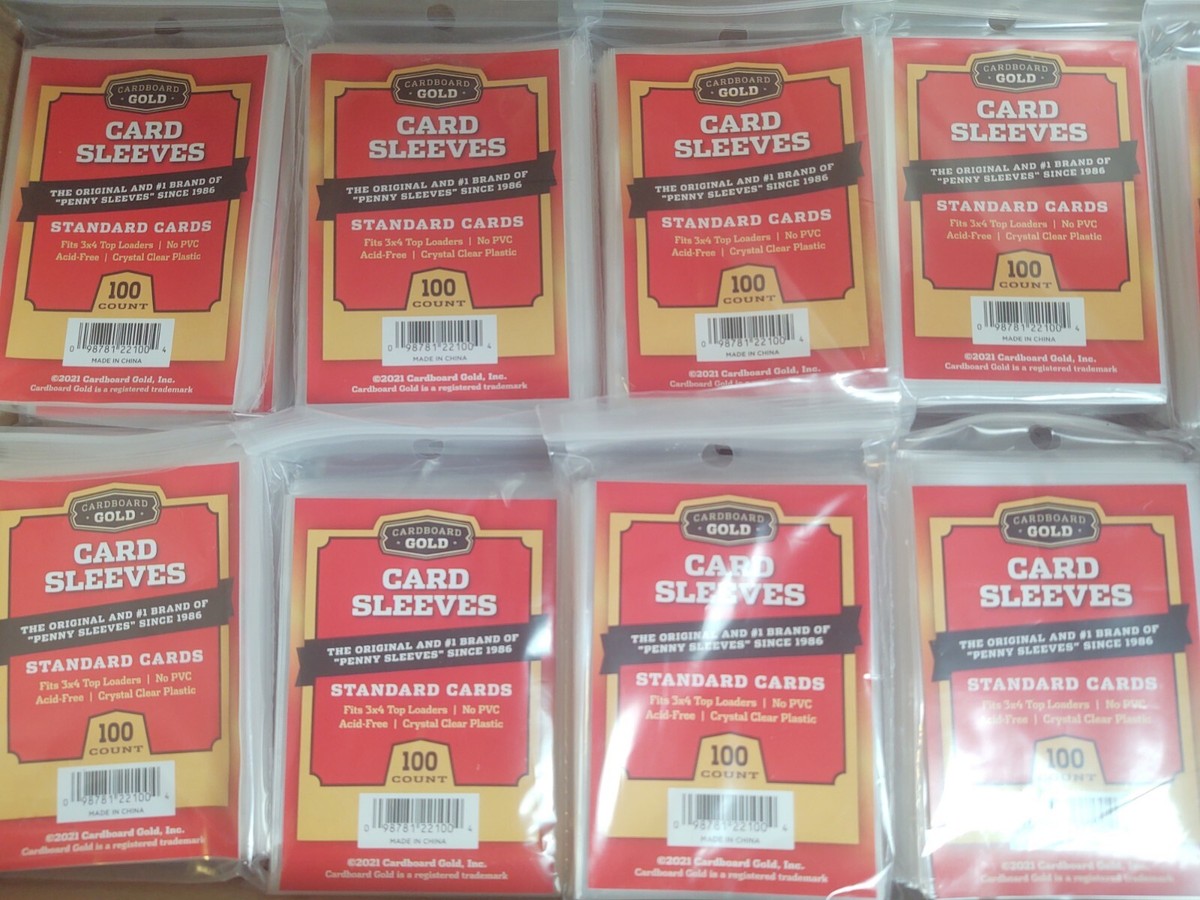 best penny sleeves for sports cards 300 Standard 3x4 Cardboard Gold Soft CBG & Trading Card GPK Dragon Ball Z and other collectors cards BCW Standard Card Sleeves