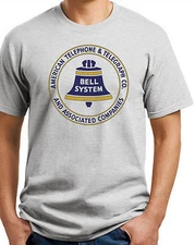 Bell System AT&T T-shirt.Gray,Khaki,White,Yellow. S-3X Free Ship to USA. Cotton.