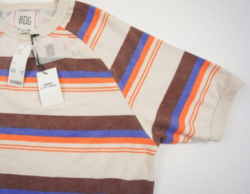 BDG Sweatshirt Mens Medium Beige Crewneck Short Sleeve Striped Urban Outfitters - Picture 3 of 10
