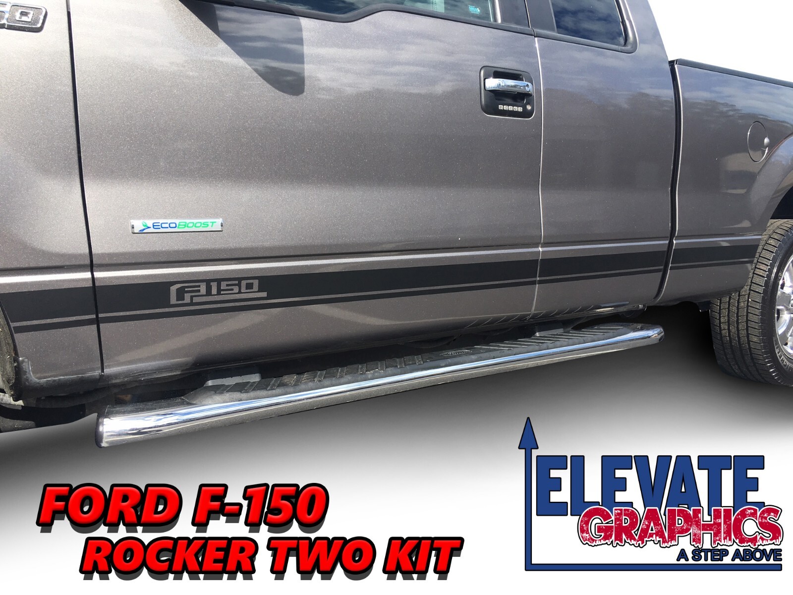 For Ford F-150 Graphics Side Rocker Two Stripes Vinyl Decals Stickers 2009-2026