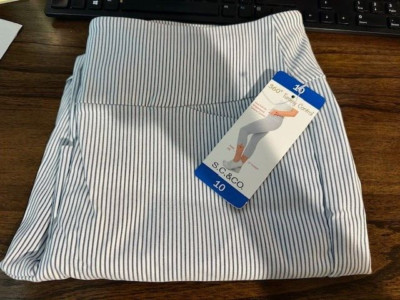 S.C. & CO. Women's 360 Tummy Control Capris, Blue Pinstripe, 12