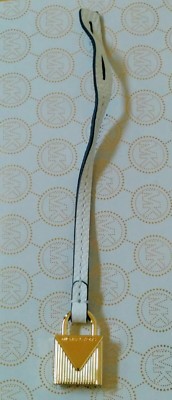 MICHAEL KORS GOLD LOGO LOCK STYLE CHARM / OPTIC WHITE LEATHER