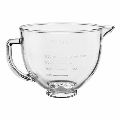 KitchenAid 5KSM5GB Glasschüssel mit Griff Silikondeckel 4,7L Schüssel klar