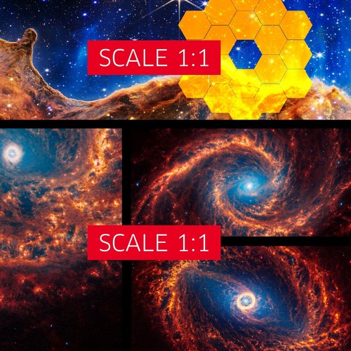 JWST 19 Spiral Galaxies+Cosmic Cliffs, Carina Nebula (James Webb) — space poster - Photo 6 sur 12