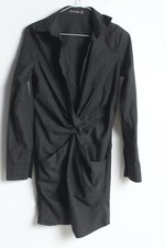 Pretty Little Thing Twist Front Plunge Shirt dress -  black - Size 4 (I46)
