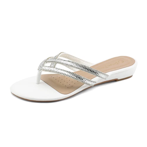 Women Rhinestone Flats Sandals Flip Flops Thong Open Toe Beach Summer Slippers - Picture 9 of 10