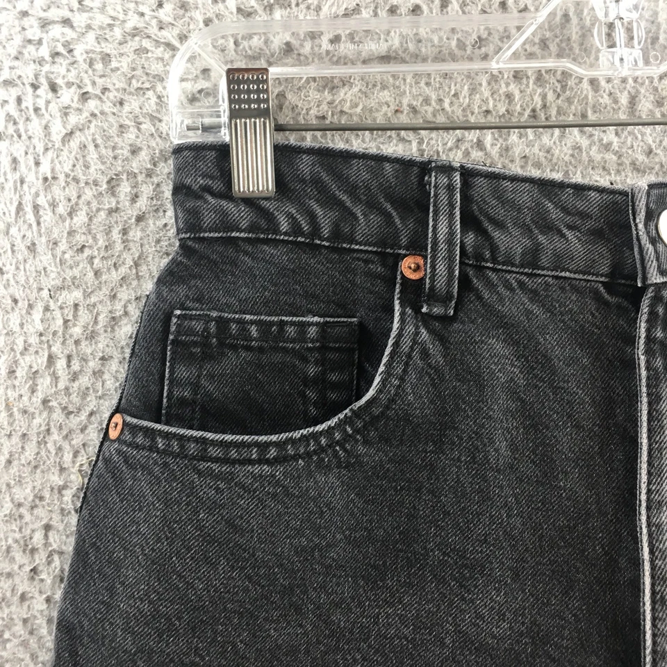 Pantalones Cortos Zara Para Mujer 6 Negros Algodón Tiro Alto Denim Algodón Cremallera Mosca Botón Frontal Foto 2 de 4