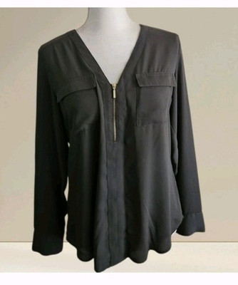 #ad Express Women#x27;s Size M Green Blouse Top $12.71