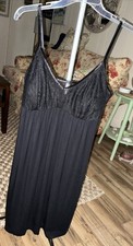 SOMA Cool Nights Chemise Black *Lace/Swiss Dot Acc?t SoftSupport Built In XL NWT