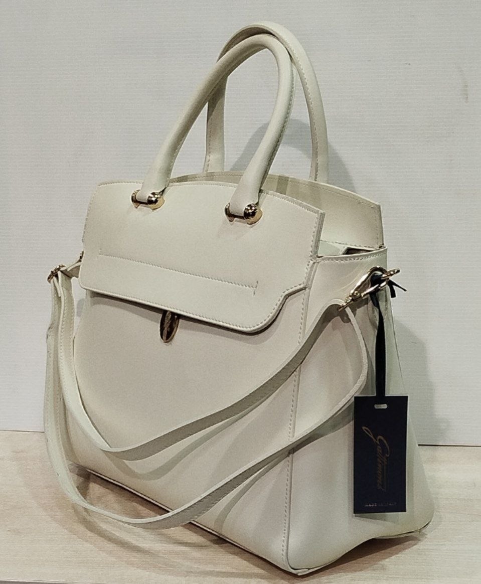 Gattinoni Borsa Pelle Bianca con Tracolla 35x25 cm — foto 3
