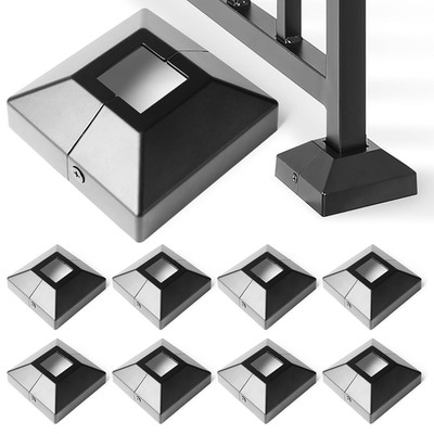 8Pcs 1.25 In Aluminum Post Base Cover Split Flange Skirt Stair Railing Black