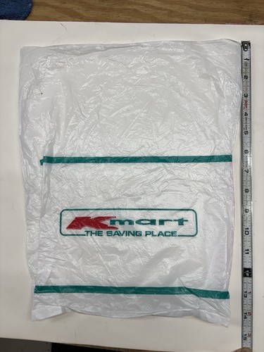 VTG 14” X 11” KMART 70s/80s Plastic Shopping Bag TEAL Obsolete Film Theater Prop