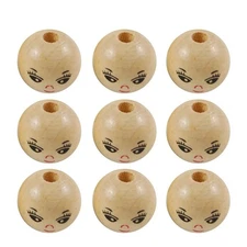 Healifty 100pcs Round Wood Bead DIY String Bead Accessory Laughing Face Wood ...