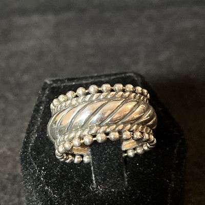 Vintage Mark Wasserman Samara MWS Sterling Silver Wide Band Rope Ring Size 7.5