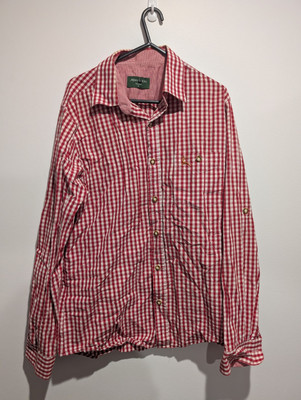Alpen Kitz Oktoberfest Red Checked Shirt S (Fits M) | From Munich Traditional