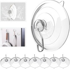Clear Removable Suction Cup Hooks 8 Pack PVC Metal Wall Mount for Shower Glass