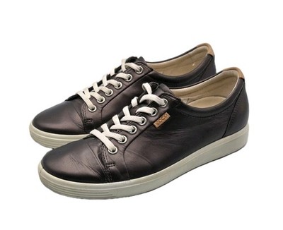 ECCO Soft 7 Shoes Womens 37, 6 Mocha Metallic Leather Comfort Sneaker