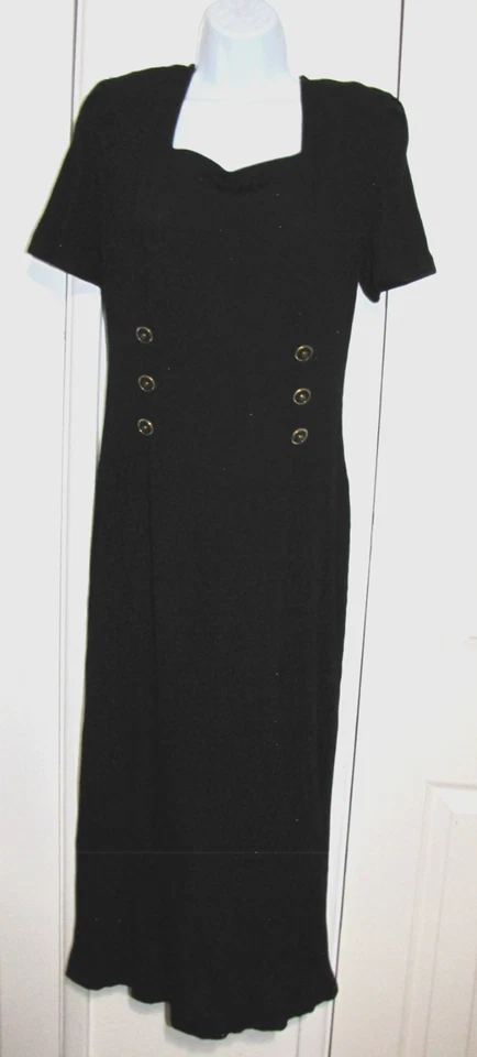 Maxi Vestido My Michelle Años 90 De Colección Negro Manga Corta Cremallera Trasera Para Mujer 9/10 Foto 4 de 4