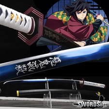Real Demon Slayer Katana Giyu Tomioka Nichirin Sword Manganese Steel Blue Blade