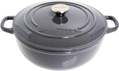 4.8Qt Cast Iron Enamel Dutch Oven, Gray