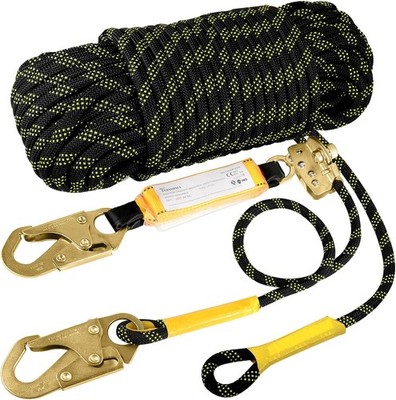 TRSMIMA Rope Harness Safety Lanyard：50Ft Vertical Roofing Rope with Grab Snap Ho