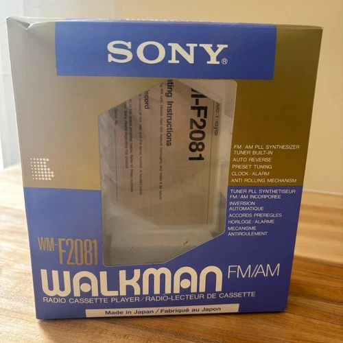 Vintage 90s Sony Walkman F2081 empty box & owners manual