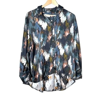 NWT The Primark Edit blue and pink satin blouse top shirt size 10 B175