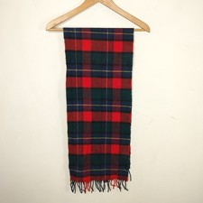 Vintage Scots Regal Plaid Wool Scarf w/ Fringe Made in Scotland 56" x 11"