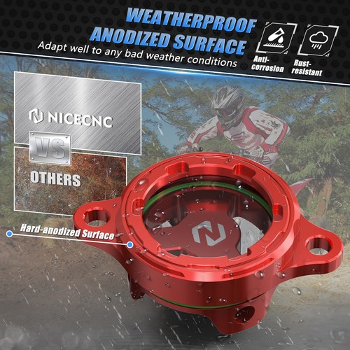 Transparent Window Oil Filter Cover For Honda TRX450ER Electric Start Models Red - Picture 7 of 9