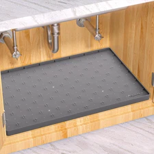 under Sink Mat for [34" X 22"] Cabinet, Upgraded Silicone Waterproof Kitchen Cab