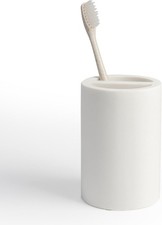 White Toothbrush Holder for Bathrooms   Modern Resin Countertop Organizer with