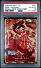 2024 ONE PIECE JAPANESE PROMOS BANDAI CARD GAMES FEST MONKEY D. LUFFY PSA 10