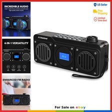 Portable FM Radio Bluetooth Speaker 14W Dual Drivers 18H Battery USB SD MP3