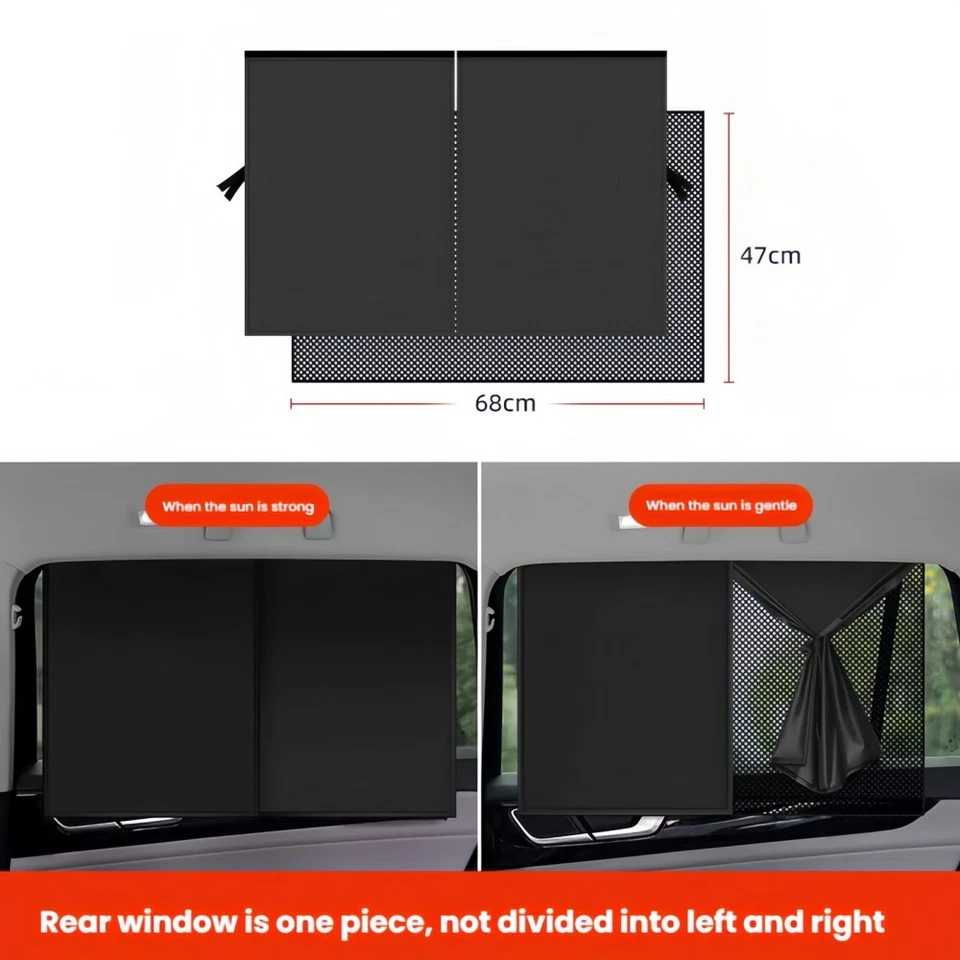 2 peças magnéticas para janelas laterais traseiras de carro dupla camada proteção solar universal EUA - Imagem 2 de 4