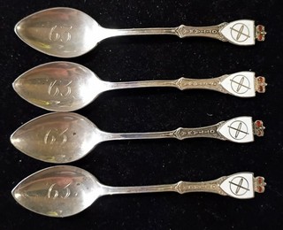 4 cucchiaini souvenir vintage argento sterling 925 Demitasse "63" Ottawa Canada 25 g