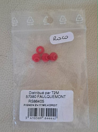 ROCO 86405 HO LOT 4 ENGRENAGE PIGNON  17 DENT 7 x 4 x 2.5 mm BB 7200/15000/22200 | Zustand: Occasion