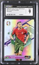 2023-24 Topps Finest UEFA Euro #63 Cristiano Ronaldo Refractor CGC 9 Mint