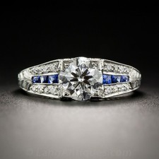 Art Deco Style 1.30Ct White Round Cut Engagement Wedding Ring Solid 925 Silver