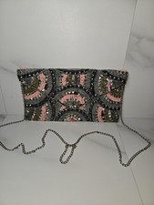 Nine Savannah Miller Beaded Clutch Bag With Chain Link Strap