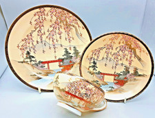 Vintage Japanese Eggshell Porcelain Floral Trio Tea Cup, Saucer & Tea Plate