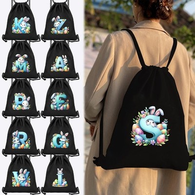 Hase Osterei Alphabet Kunst Kordelzug Sport Fitness Rucksack leichte Tasche