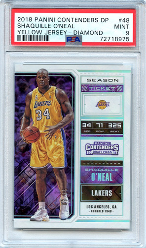 2018 Contenders DP Shaquille O'Neal Yellow Jersey - Diamond 03/15 #48 PSA 9 SSP