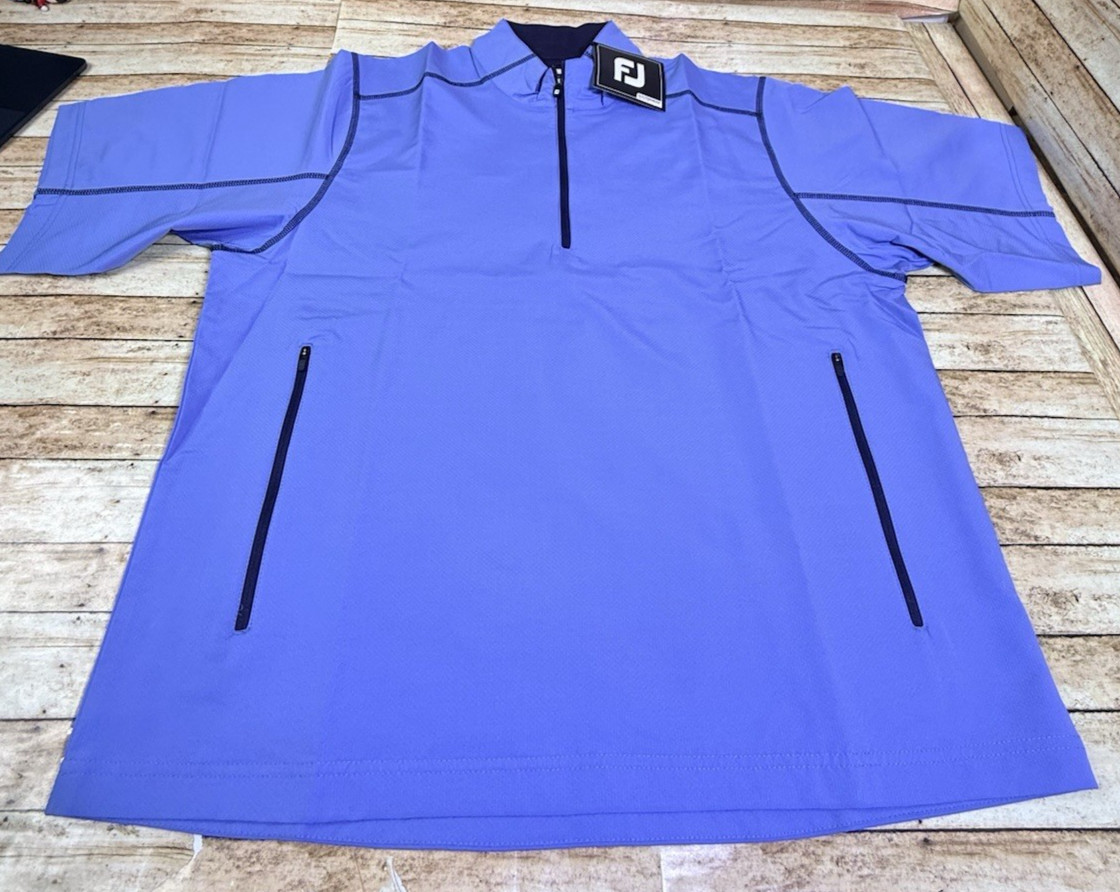 Footjoy Mens Large Indigo Blue Golf 1/4 Zip Wind Shirt New with Tag 28205