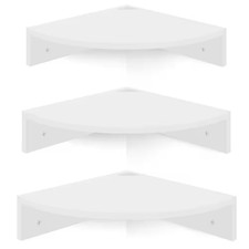 12 In. W X 12 In. D White Wood Corner Floating Shelves Set of 3 Wall Mounted Dec
