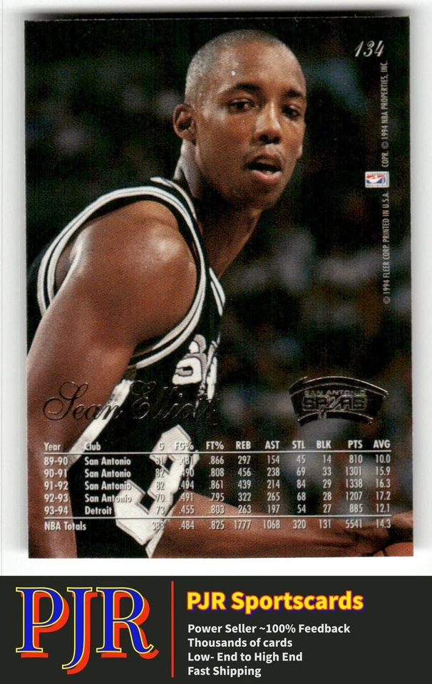 Sean Elliott 1994-95 Flair #134 San Antonio Spurs - Image 2 of 2